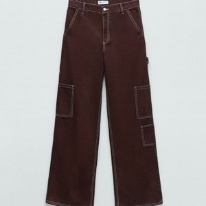 ZARA Low Rise Cargo Pants Brown Size 4
